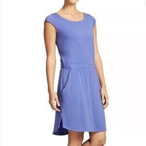 Athleta Redondo Dress Bluish Purple Modal Blend Elastic Waist Pockets‎ Size XXS